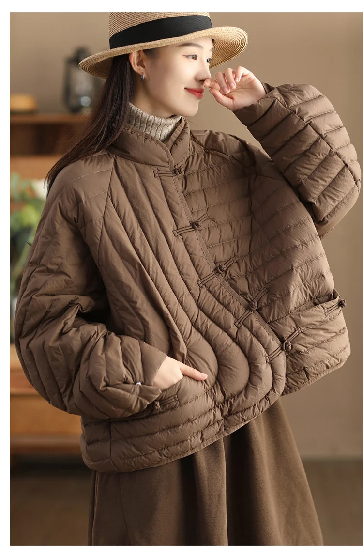 Schinteon Women Ultralight White Duck Down Jacket Over Size Loose Casual Autumn Winter Outwear Vintage Coat 2026 New