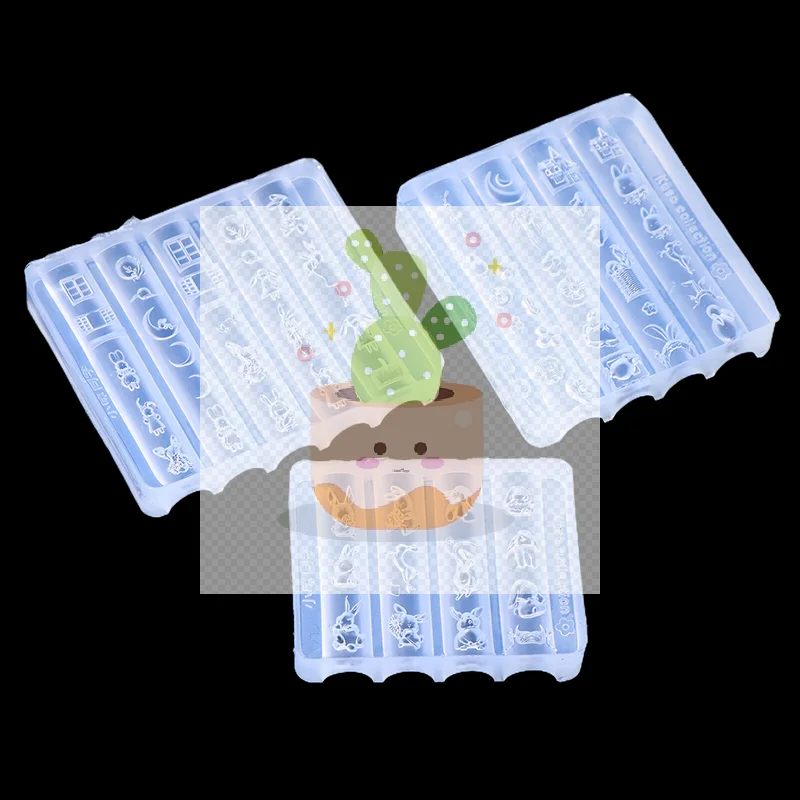 Cute Nail Mold Silicone Rabbit Paradise Moon Castle Art Elegant Oil Painting Style Nail Stereoscopic Template Mold