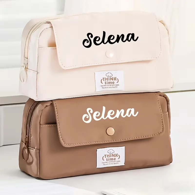 1Pc Personalized Large-Capacity Stationery Bag - Customizable with Name and Text, Suitable for Office, School, Travel - Multiple Colors Available, Pencil Case, Makeup Bag, Toiletry Bag, Back-To-School Gift, Ideal Gift for Girlfriend, Gift for Friends, Large-Capacity Pencil Case, Melard Pencil Box, New Style for Elementary School Students, Ins-Style Multifunctional Design Stationery Bag, Multi-Layered