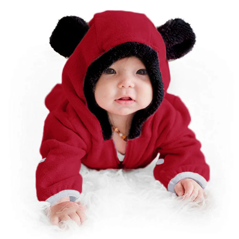 

Infant Winter Romper Hooded Newborn 0-24 Month Baby Overalls Solid Warm Casual 2024 New Style Toddler Jumpsuit Boy Girl Costume