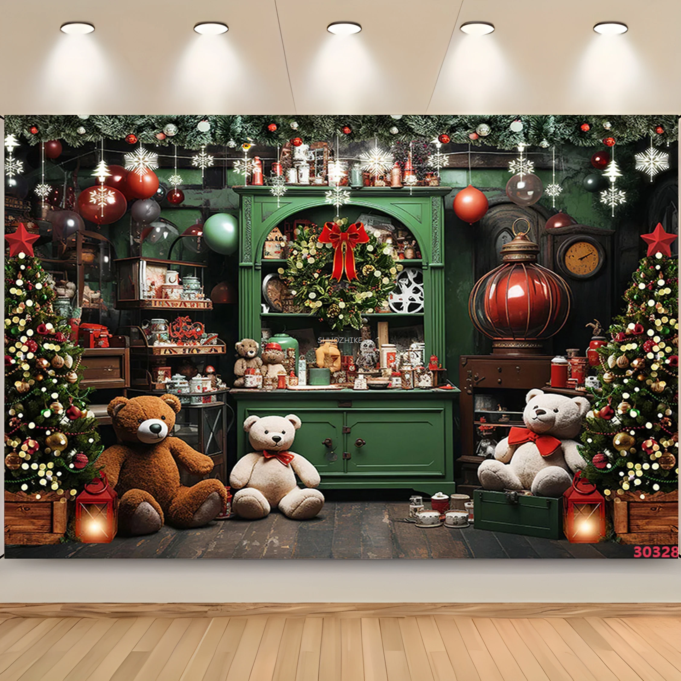 Christmas Day Wreath Snowman Photography Backdrop Props Family Xmas Eve Party Decor Living Room New Year Background  LP-01