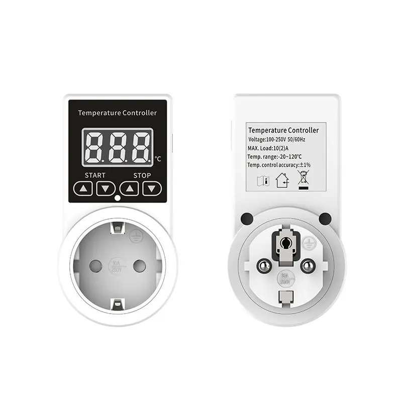 

European Standard Dual Hole Multi-purpose Temperature Controller Socket High-precision Digital Display TemperatureControl Socket