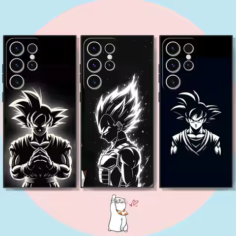 Case for Samsung Galaxy S24Ultra S22 Plus S23 FE S21 S20 FE S21+ S24 S25 Ultra Black Soft Phone Cover Dragon Ball Goku Vegeta