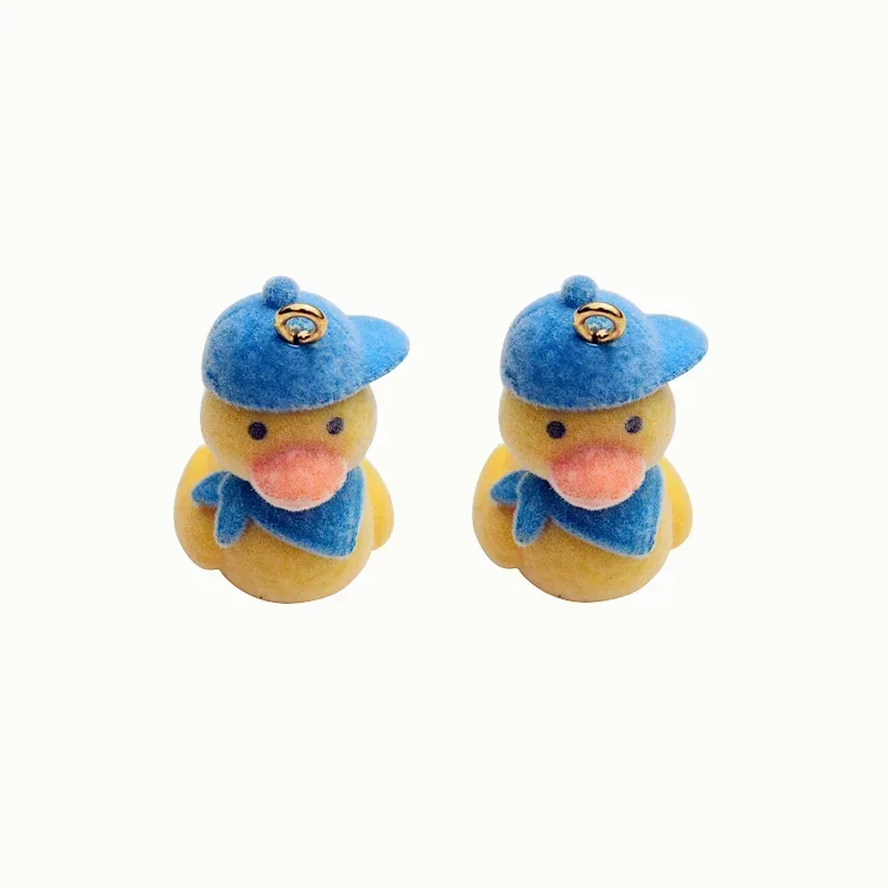 10Pcs/Lot Originality Flocking Little Yellow Duck White Rabbit DIY Pendant Earring Keychains Bags Pendant Festival Gift Trinkets