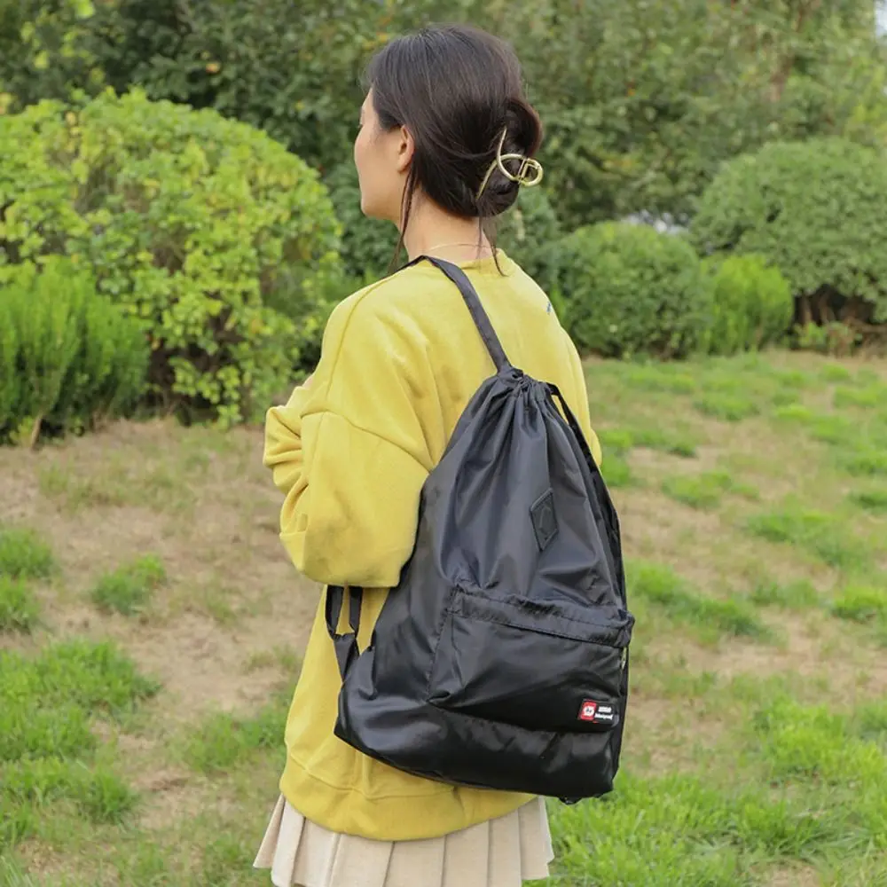 Nylon Drawstring Backpack Trendy Drawstring Large Capacity Versatile Backpack 5 Colors Waterproof Computer Bag Unisex