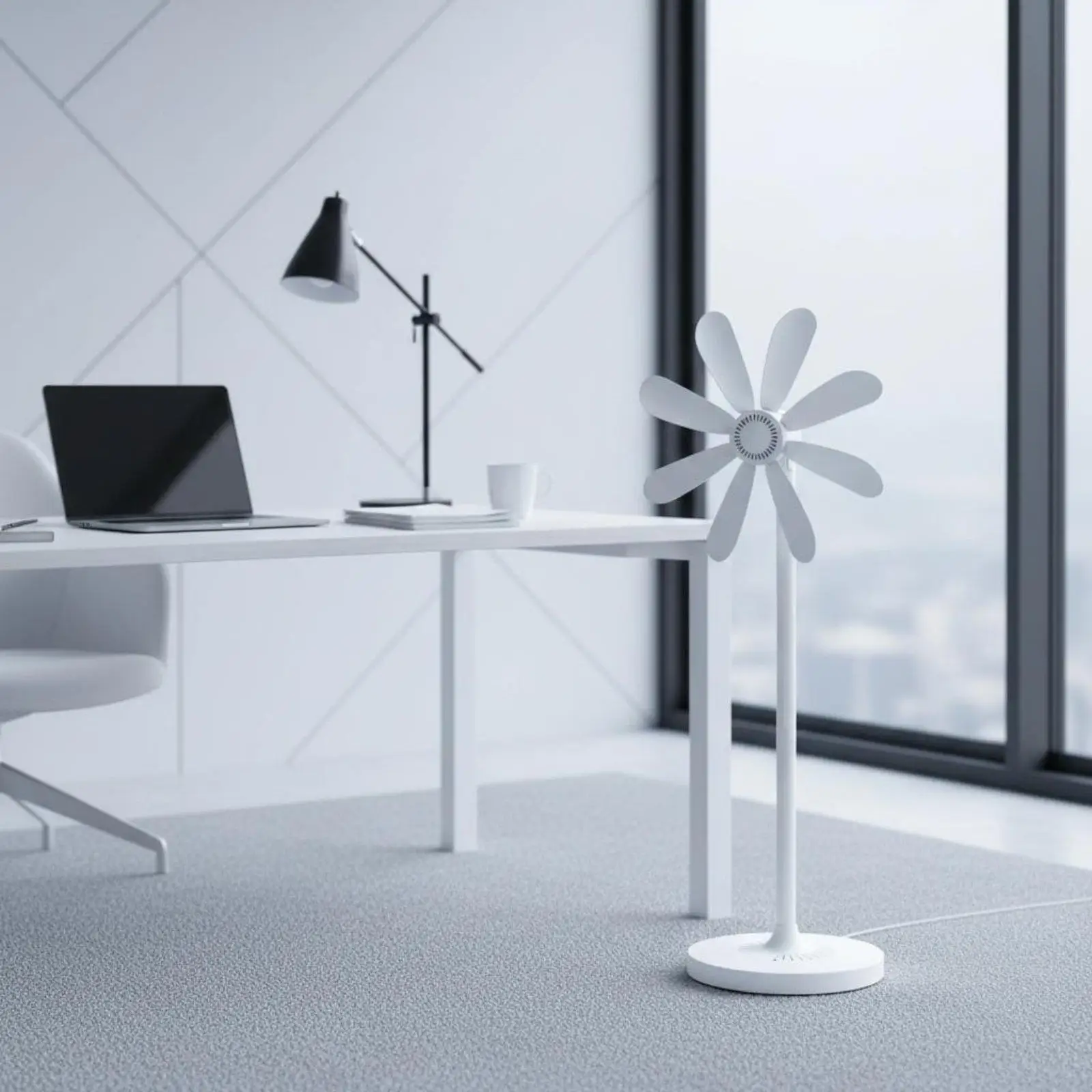 Electric Stand Fan Flower Design Bladeless Floor Fan for Bedroom Quiet Portable Pedestal Fan with Remote Control Noiseless