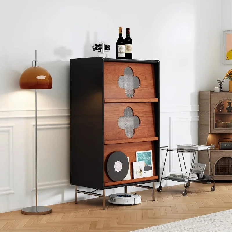 

French retro living room TV side cabinet, display cabinet, sofa stand cabinet, storage bookcase