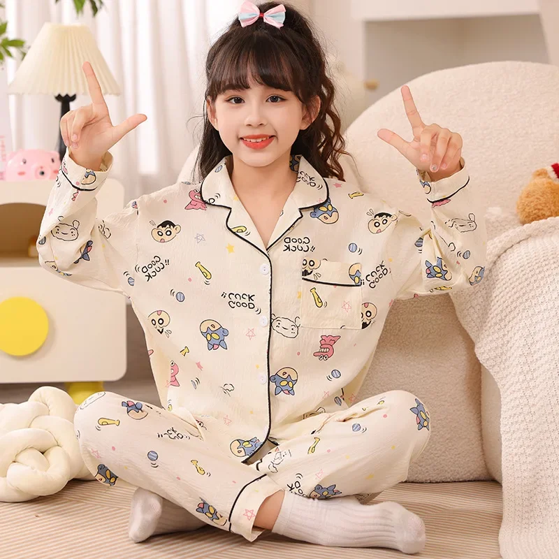 2024 Autumn Children Pajamas Sets Girls Cloud Cotton Pijamas Long Sleeve Sleepwear New Student Loungewear Cute Homewear Clothing