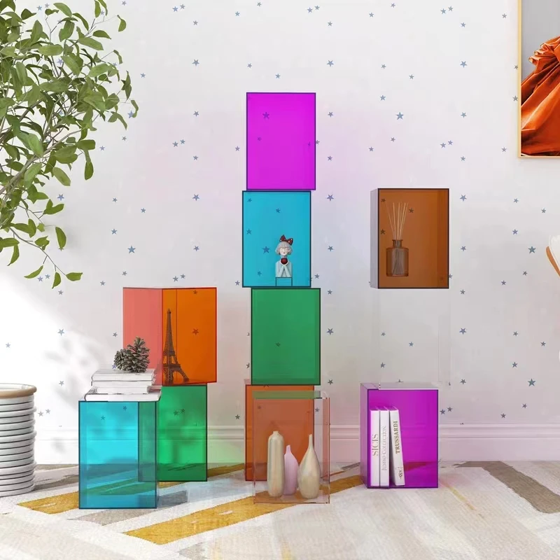 

Acrylic Lattice Combination Stacked Against The Wall Small Bookcase Simple Bookcase Desktop Storage Box Bookshelf Repisas