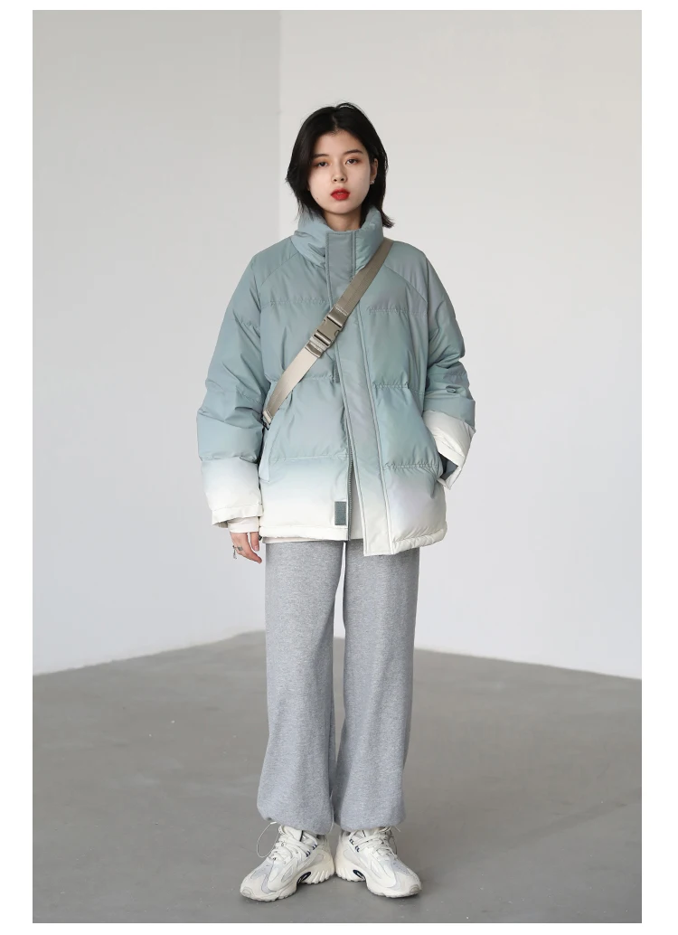CHIC VEN Women's Down Coat Reflective Gradient Thickened Women Bread Coats 90 White Duck Down Jacket Warm Overcoat Winter 2024