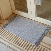 Retro Hand Woven Cotton Linen Carpet Tassel Bedside Rug Geometric Floor Mat Living Rooms Bedroom Home Decor 2 Sizes Optional