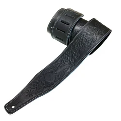 Embossed Guitar Strap Black Adjustable Guitar Strap Musical Instrument Strap Musical Instrument Accessories