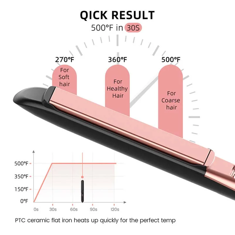 Professional Flat Iron Negative Ion Ceramic Hair Straightener Electric Fast Heat-Up Salon Styling Straightener Iron view 4