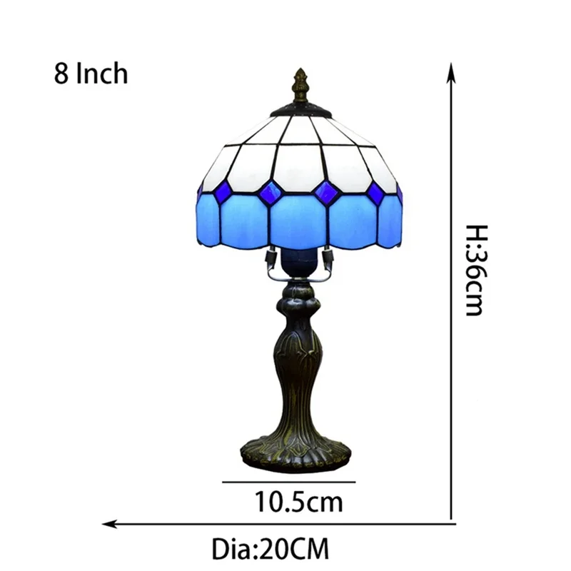 Mediterranean Sea Modern Blue Simple Decorative Lamp Tiffany Stained Glass Bar Restaurant Bedroom Bedside Small Table Lamp