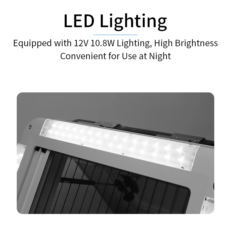 TYTXRV Akcesoria do kamperów Okno do kampera 500*500mm z oświetleniem LED 12V, moskitierą i roletą, aluminiowa rama, okno dachowe