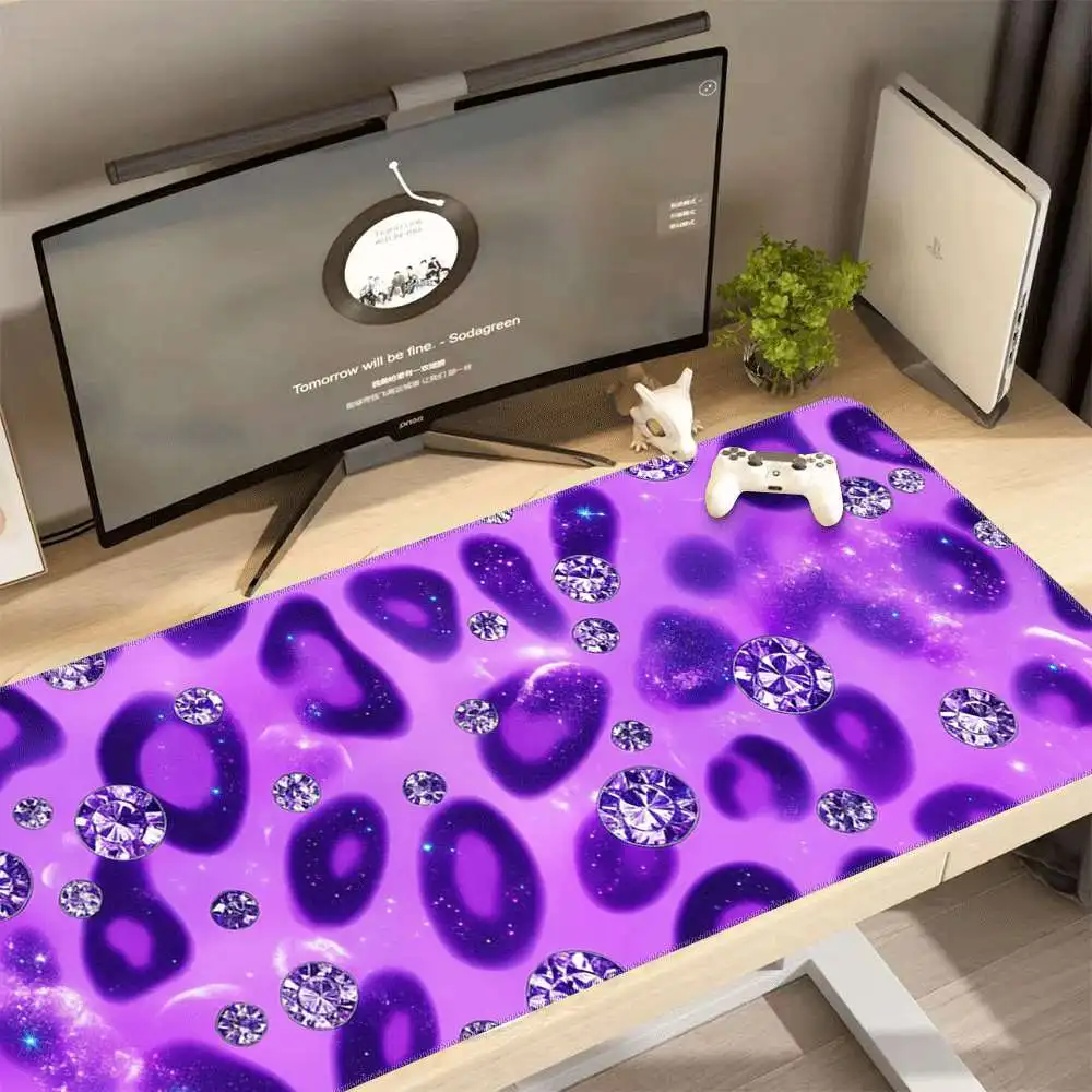 Purple Diamond Galaxy Extra Large Desk Mat Non-Slip Rubber Gaming Mouse Pad Protects Desktop