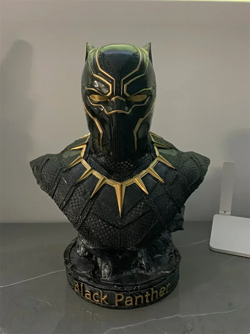 Marvel Avengers Black Panther Gold Edge Bust Resin Statue Anime Peripheral Model Living Room Ornament Collection Kids Toy Gift