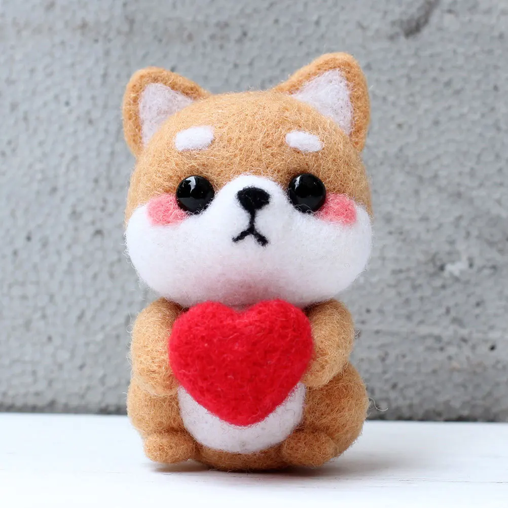 

Cartoon Sitting Dog Wool Felting Kit For Kids Diy Beginner Craft Set Needling Tools Dog Diy Art Gift
