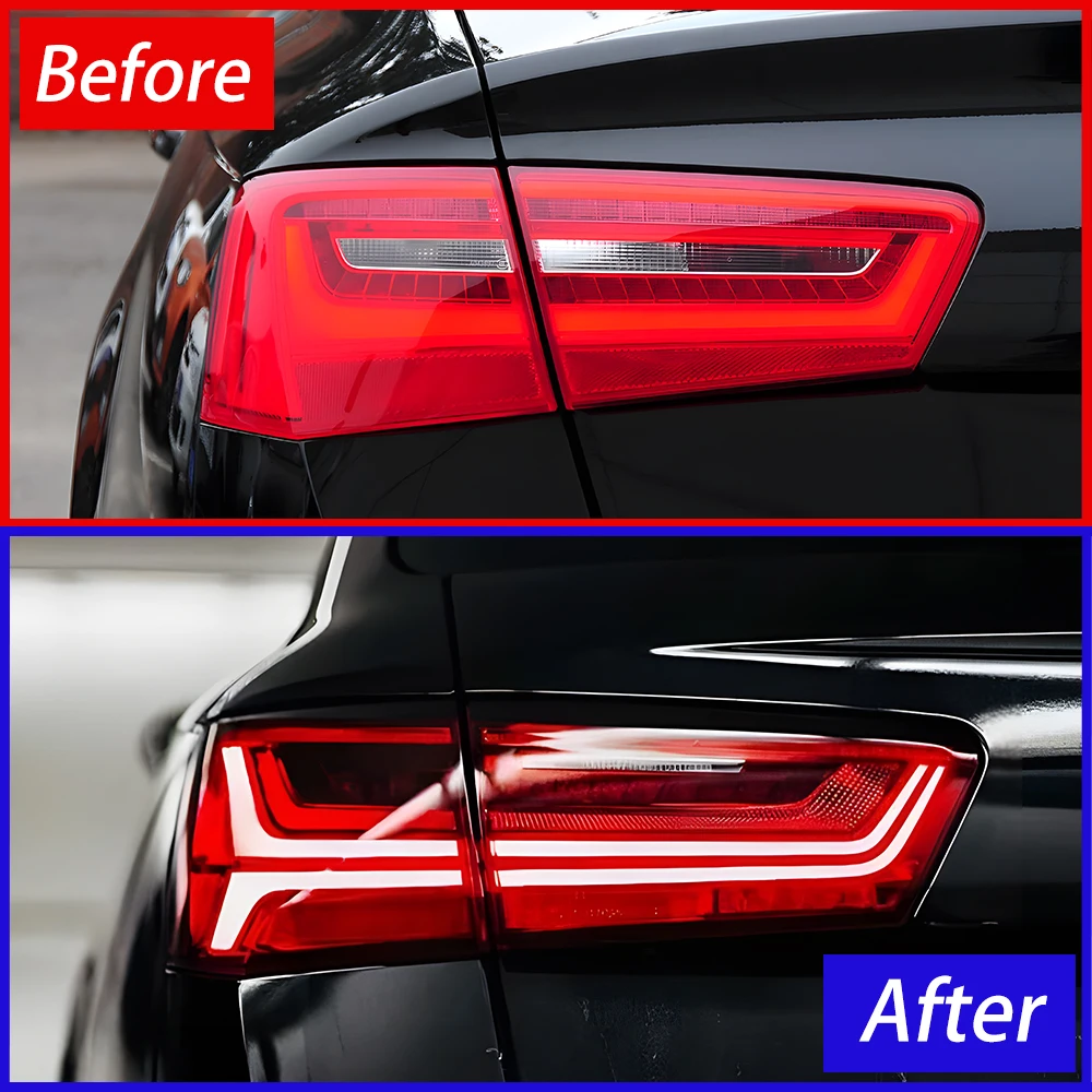 For Audi A6 2012-2015 Auto Back Lamps Assembly Upgrade Fishbone Style LED Taillights Car Plug and Play Accessories