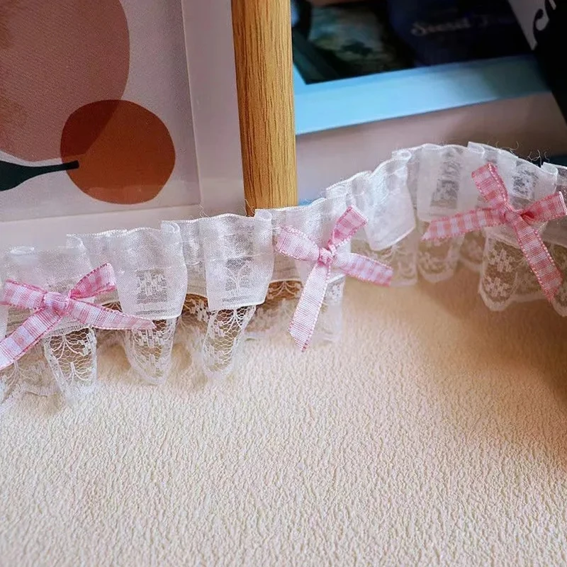 1 Yard mehrfarbiger Rüschen-Wellen-Schleifen-Stickerei-Spitzenstoffbesatz für Weihnachten, DIY-Kleider, Hochzeits- und Festdekoration, Näharbeiten und Reparaturen – Detail 3