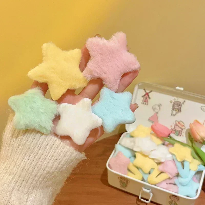 1/12pcs Plush Star Y2K Star Mini Star Hairpin Sweet Child Handmade Cute BB Pins Hairpin Headwear Hair Accessories Women Girls