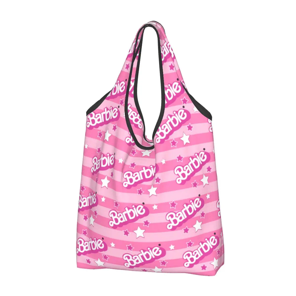 Custom Reusable Barbies Doll Shopping Bag Women Tote Bag Portable Grocery Shopper Bags