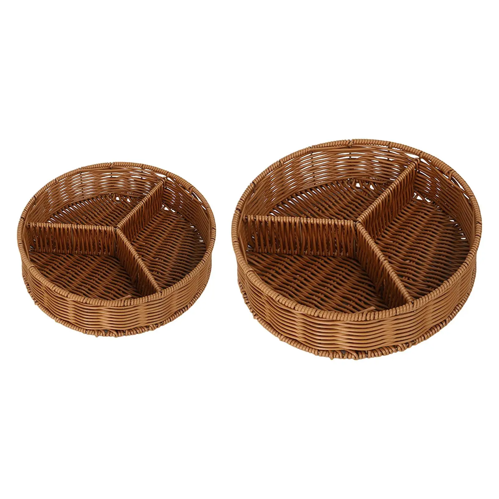 Handmade Wicker Storage Baskets Fruit Plate Trays Imitation Rattan Baskets for Home Vegetables Dining Coffee Table Snacks Hotel