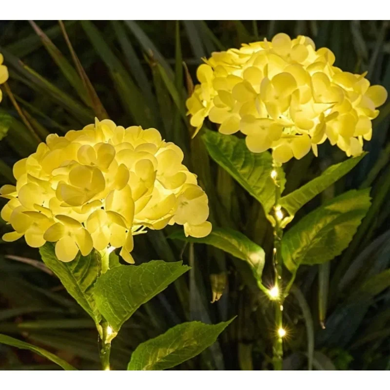 1pc Luci di ortensia a LED ad energia solare Luce esterna impermeabile per percorso Cortile Patio Cortile Giardino Ambiente Luci ornamentali