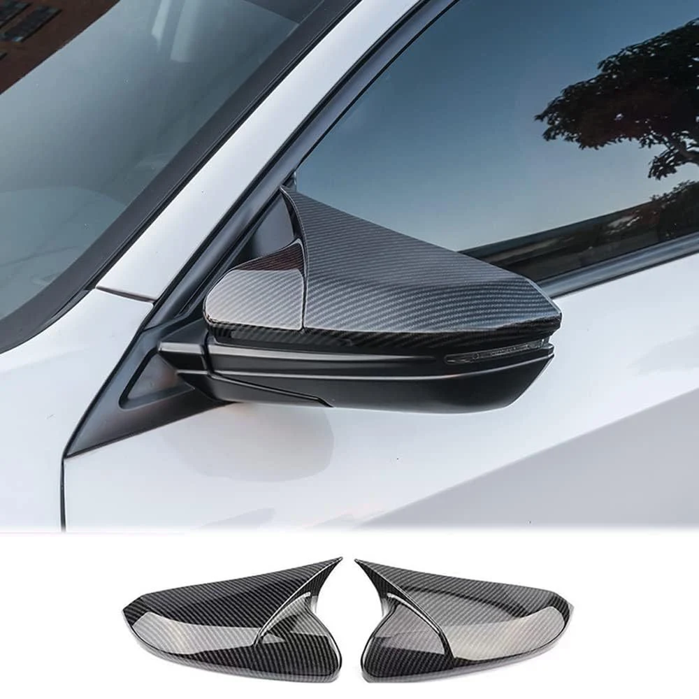 

Horn Shape ABS Carbon Fiber Style Rear View Side Mirror Cover Rearview Caps For Honda Civic 10th 2016 2017 2018 2019 2020