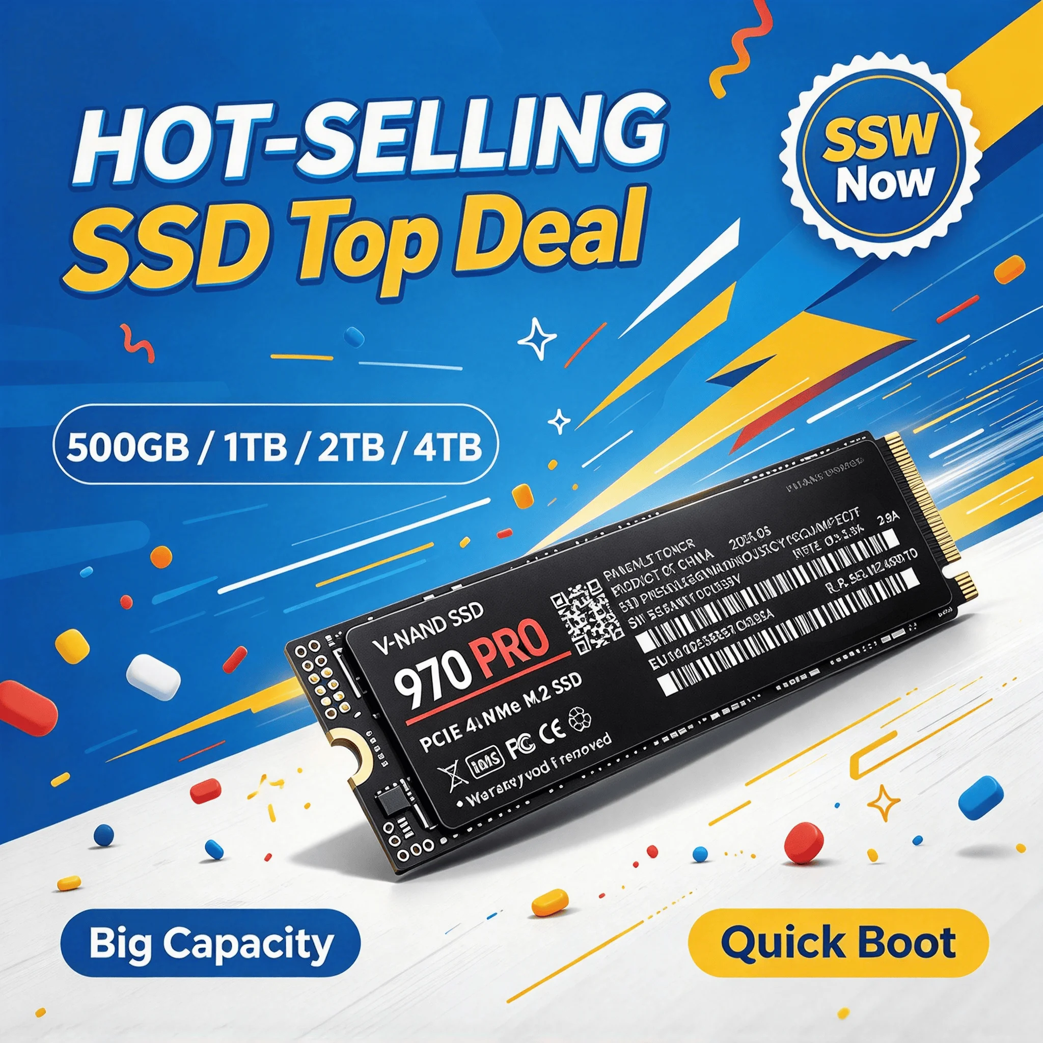 SSD NVMe 970 PRO M.2 PCIe 4.0x4 500GB 1TB 2TB 4TB 7300MB/s, carrega jogos em segundos, PS5, laptop, desktop