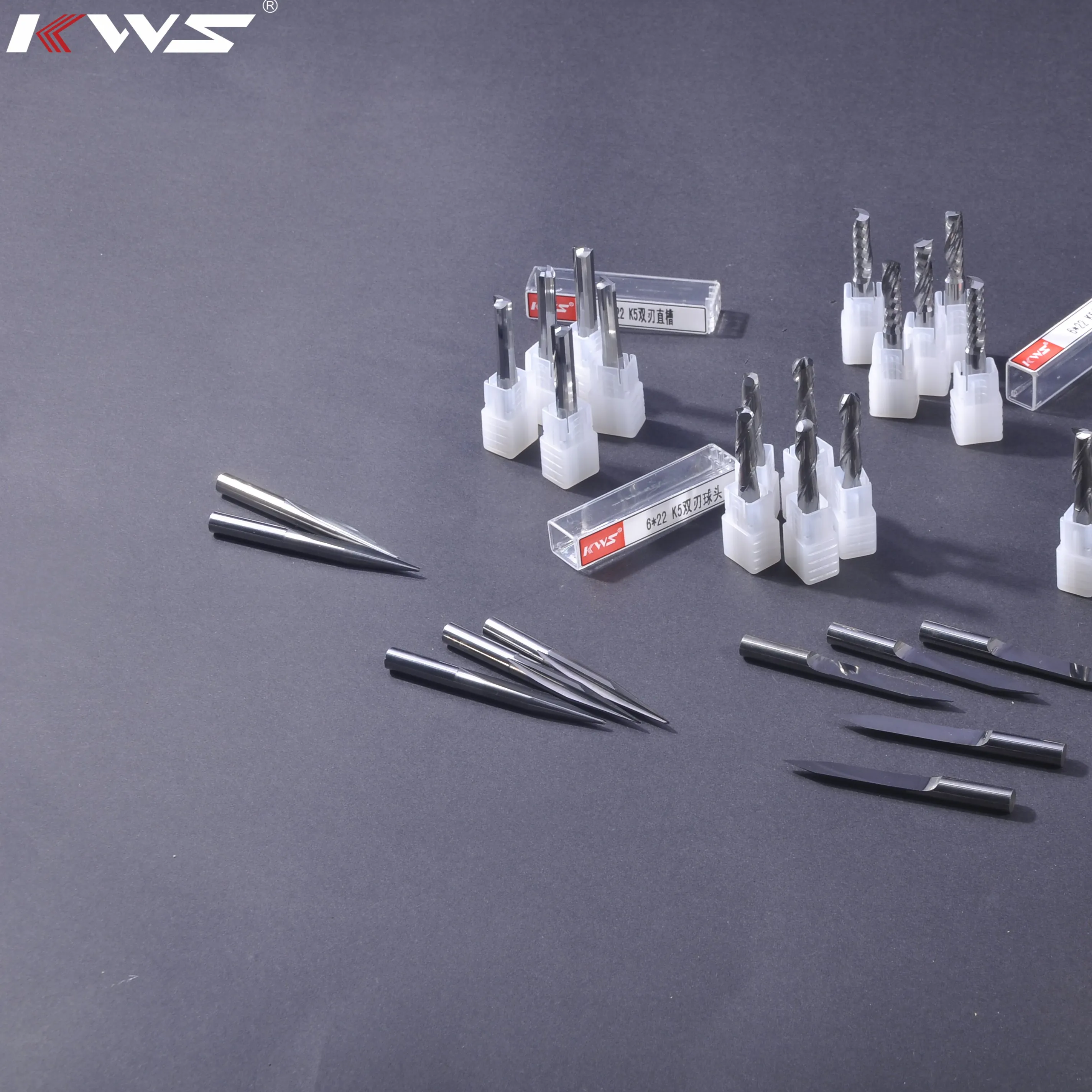 

KWS Metalworking Tool 3.175 Milling Cutter CNC Engraving Cutter Carving Knife Flat End Mill Three Edge Milling Cutter