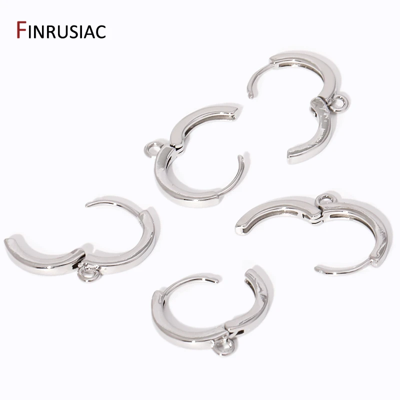 18K Gold Plated Brass Earring Hooks with Loop Round Ear Wires Huggie Hoop Earrings For DIY Dangle Earring Making Findings