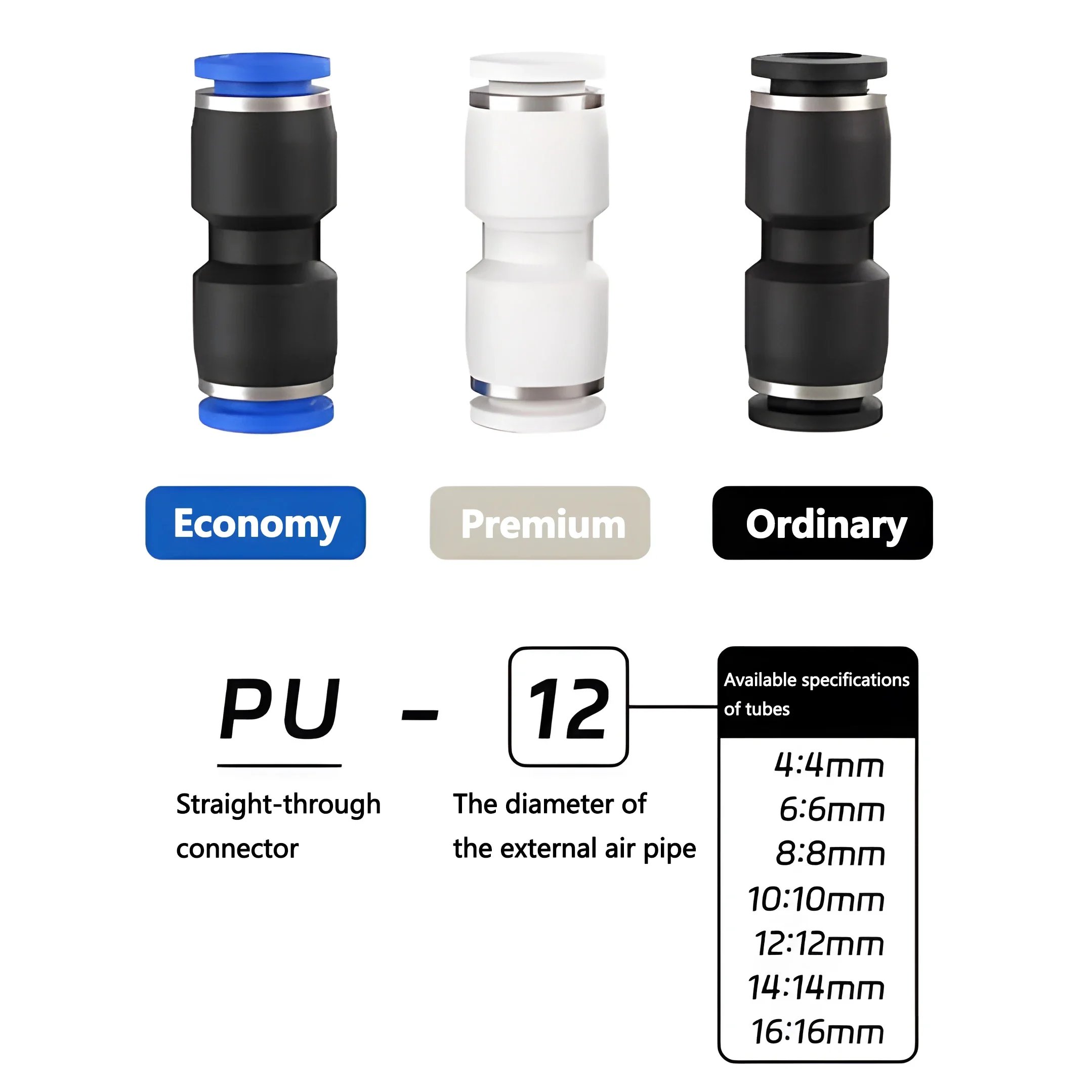 Pneumatic Fittings Plastic Connector PU/PG 4 - 16mm upgraded For Air water Hose Tube Push in Straight Gas Quick Connection