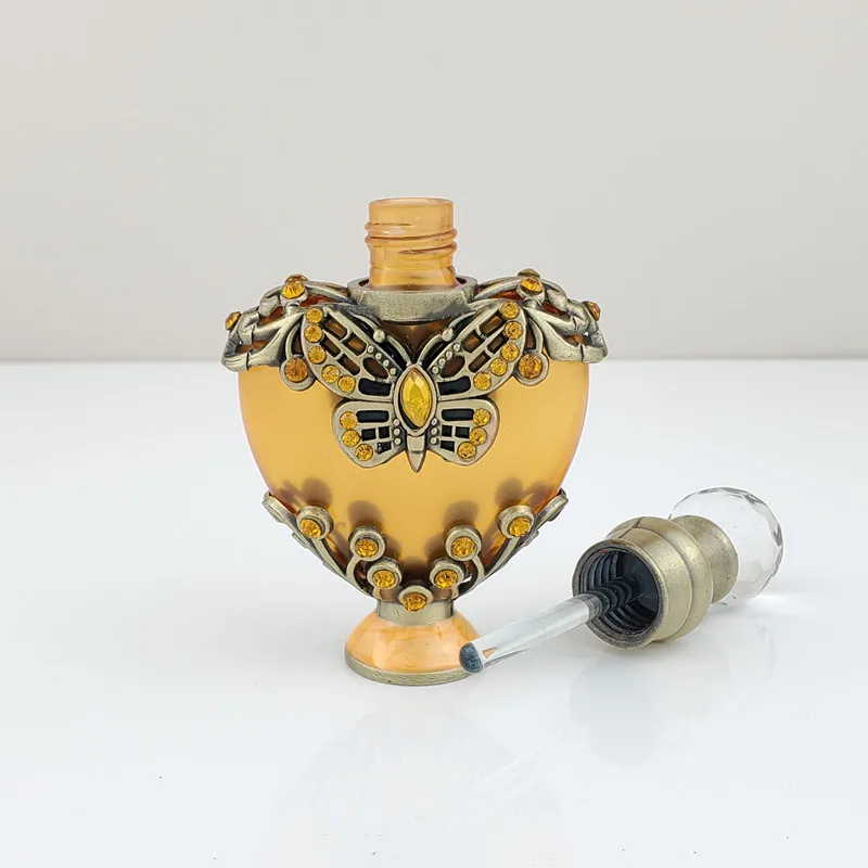 2/5/10pcs 10ml High-Grade Essential Oil Glass Dropper Bottle Attar Oil Metal Empty Bottle Vintage Perfume Cosmetics Bottle_voghion.com