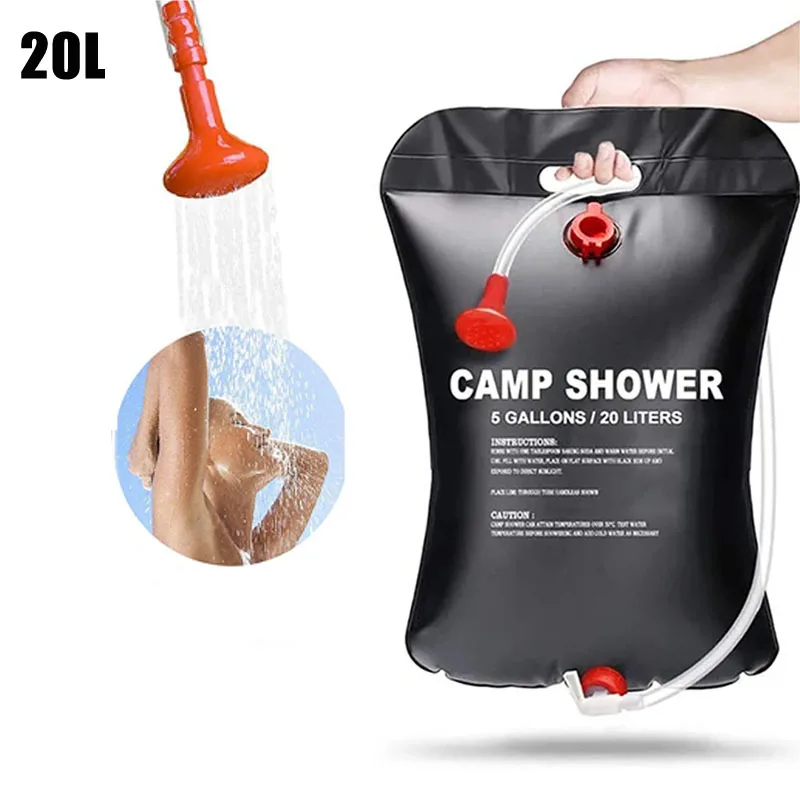 

20/10L Foldable Solar Shower Bag Outdoor Bath Water Bag Camping Sun Compact Heated Water Shower Bags Scrubbing Pool Accessories