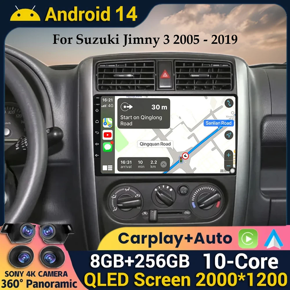 

Android 14 Auto Carplay WIFI+4G For Suzuki Jimny 3 2005 - 2019 Car Radio Multimedia Video Player Navigation GPS Stereo DSP QLED