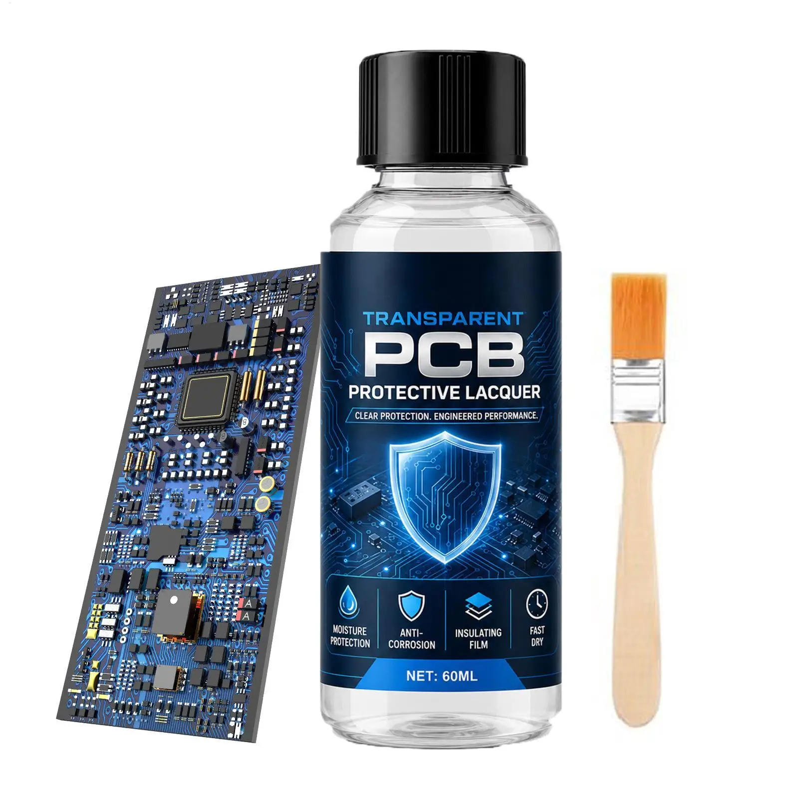 60ml Conformal Coating Clear Waterproof Insulating Sealant PCB Insulation Coating with Brush for Electrical Industrial Appliance