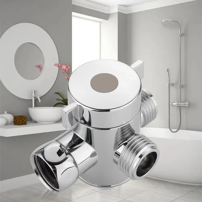 3‑Way Shower Diverter Valve ABS G1/2 One In Two Out Shower Water Switch Adapter Bathroom Shower Accessory Converter