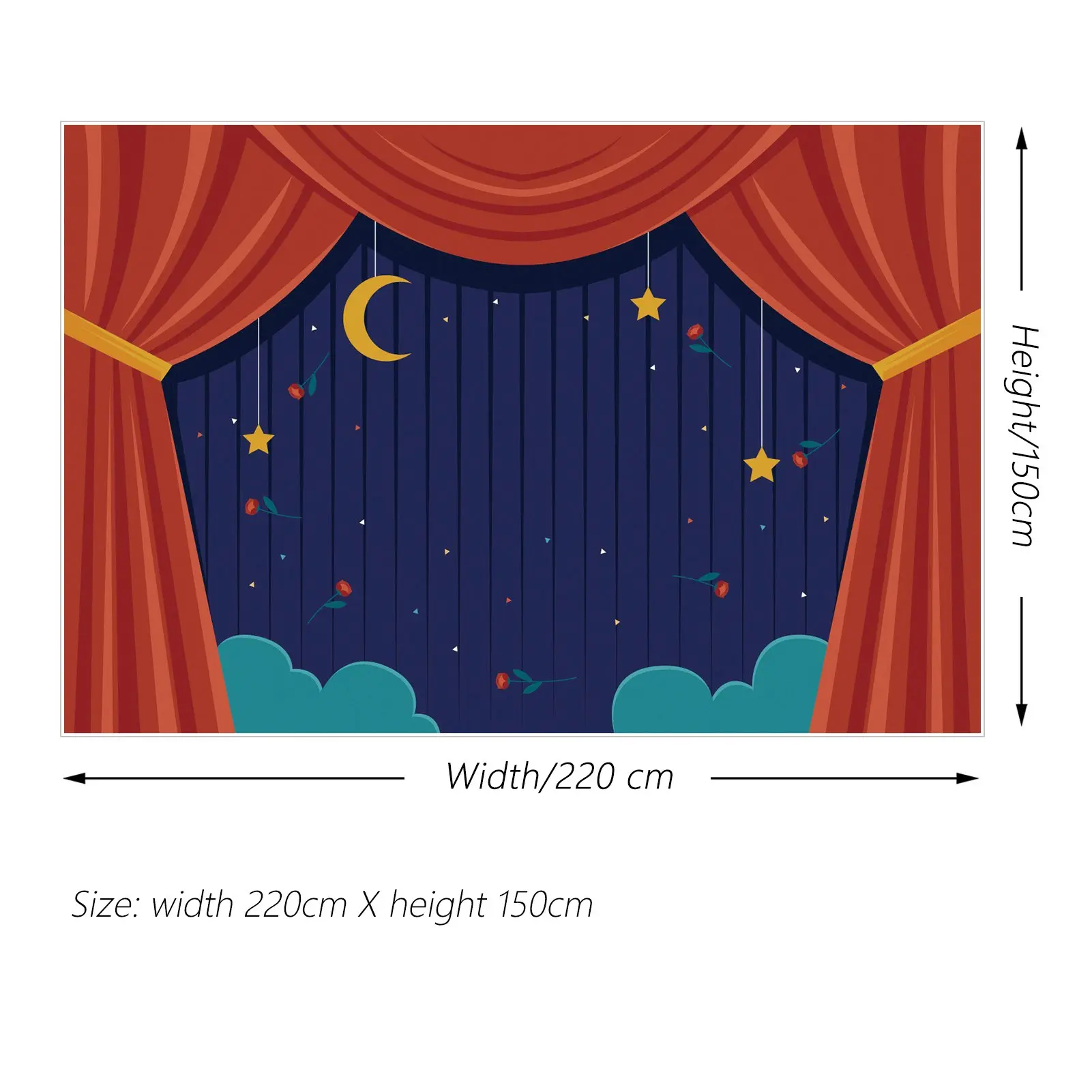 Задний фон MOON.QG, фоторамка для дня рождения, красная занавеска, синяя звезда, цветок, фон для стены, детский индивидуальный баннер, реквизит для фотобудки