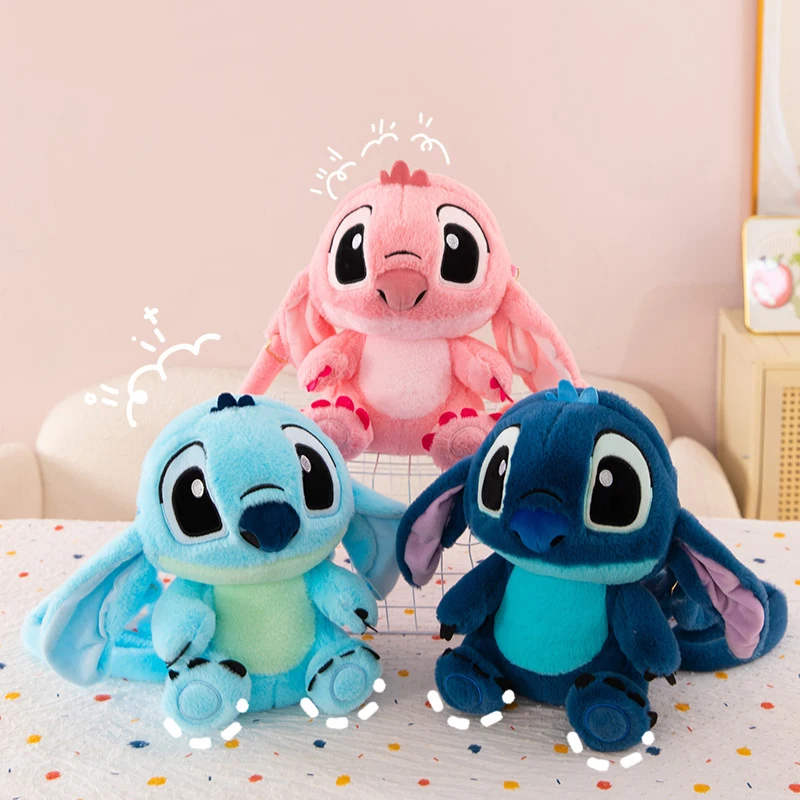 Juguete de peluche de Stitch de Disney, muñeco de peluche de dibujos animados de 30cm, mochila de gran capacidad, mochila de juguete suave y bonita, regalo de cumpleaños y Navidad