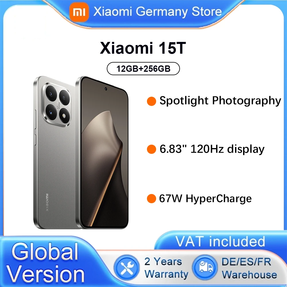 Version mondiale Xiaomi 15T projecteur photographie 6.83 "67W HyperCharge 5500mAh 120Hz affichage MediaTek Dimensity 8400-Ultra Leica Summilux lentille optique Light Fusion 800 extraordinaire haute