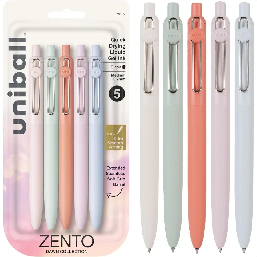 

Zento Gel Ink Rollerball Pens 5 Black Medium Point Smooth Writing Pens Colored Japanese Pens Dawn Colors