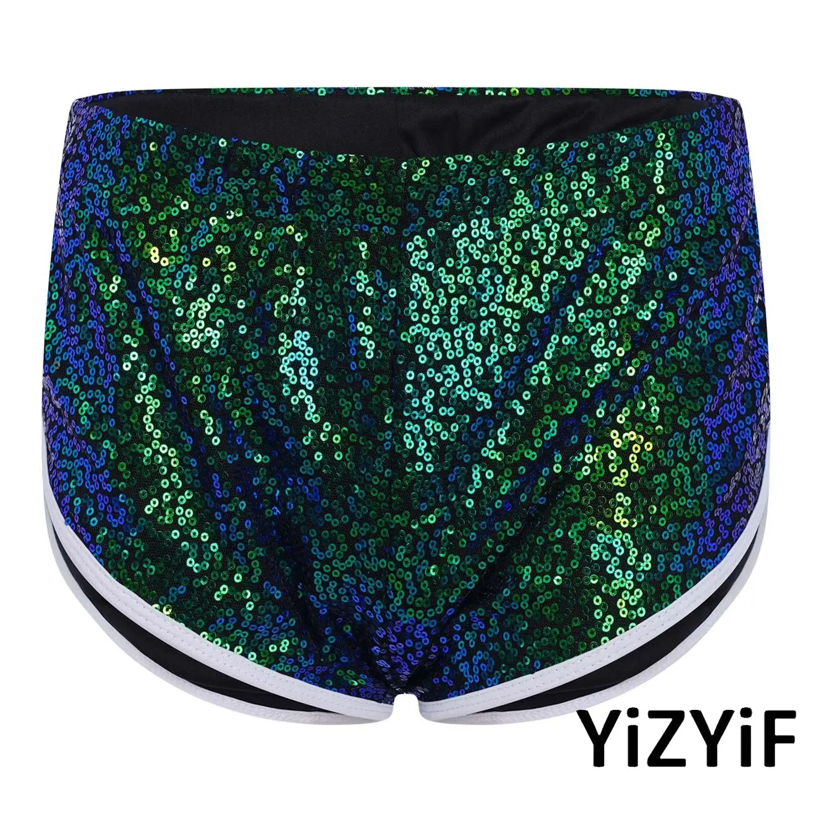 

Женские шорты с блестящими пайетками и контрастной отделкой, эластичная талия, для йоги, фитнеса, тренировок и повседневной носки