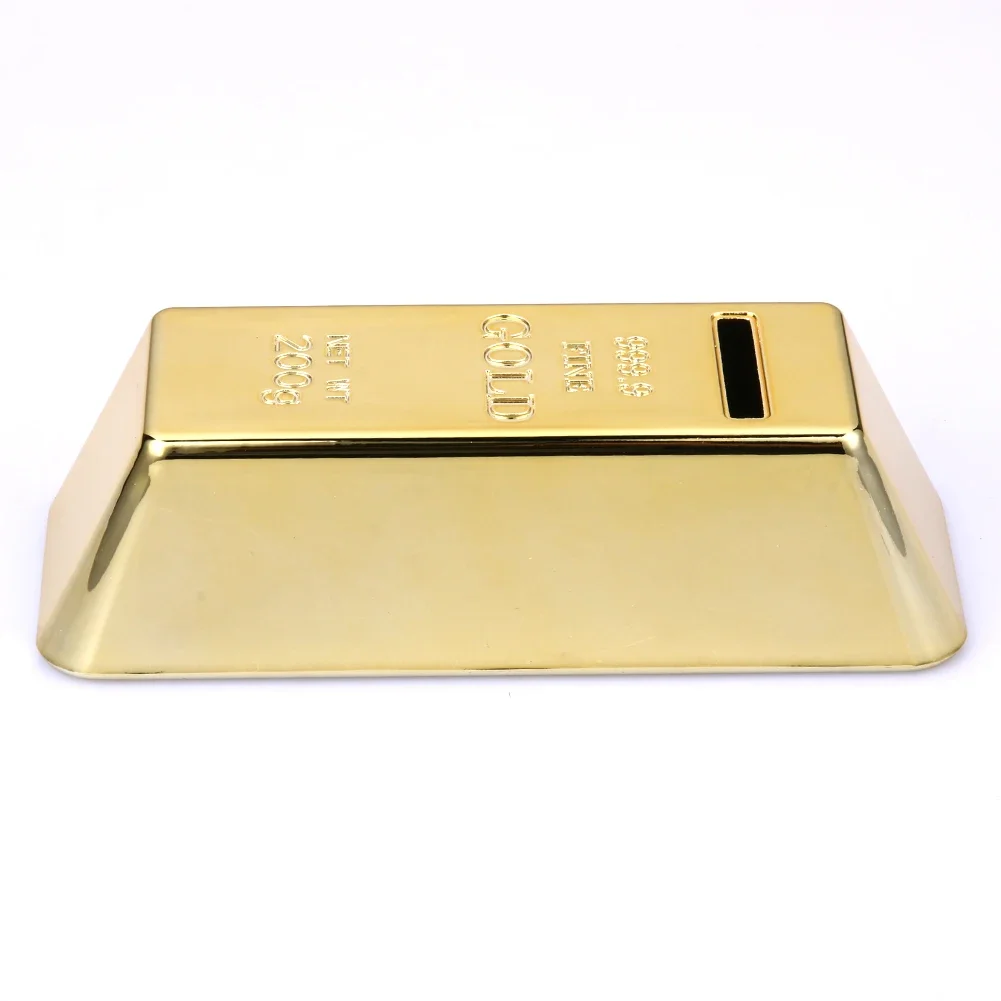 Gold Bullion Bar Plastic Piggy Bank Simulation Coin Money Boxes Creative Small Size Portable for Kids Children Birthday Gifts