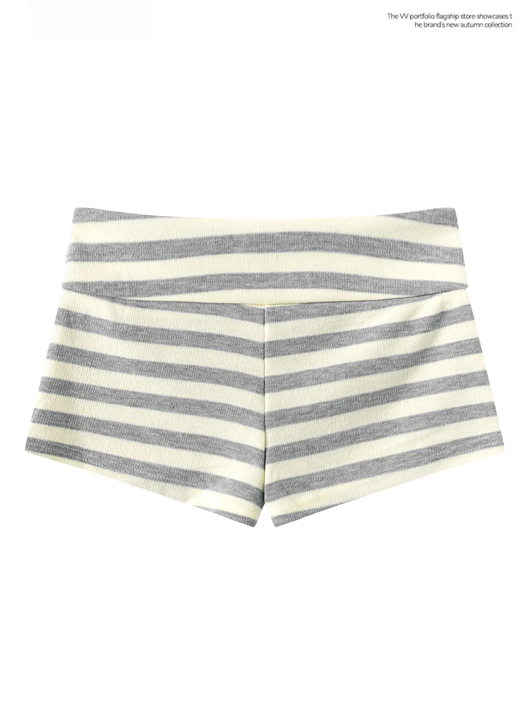 High Waist Women's Short Pants Commute Style Tight Fit Striped Base Layer Pants Korean Anti-Aging Gray And White Checkered
