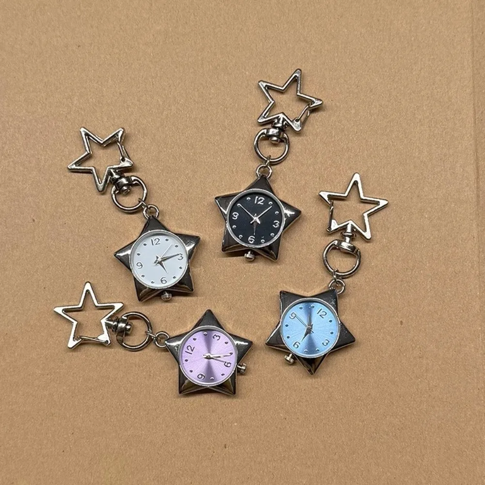 New Metal Pocket Watch Pendant Secure Spring Clip Vintage Star Shaped Keychain Keyring Pendant Bag