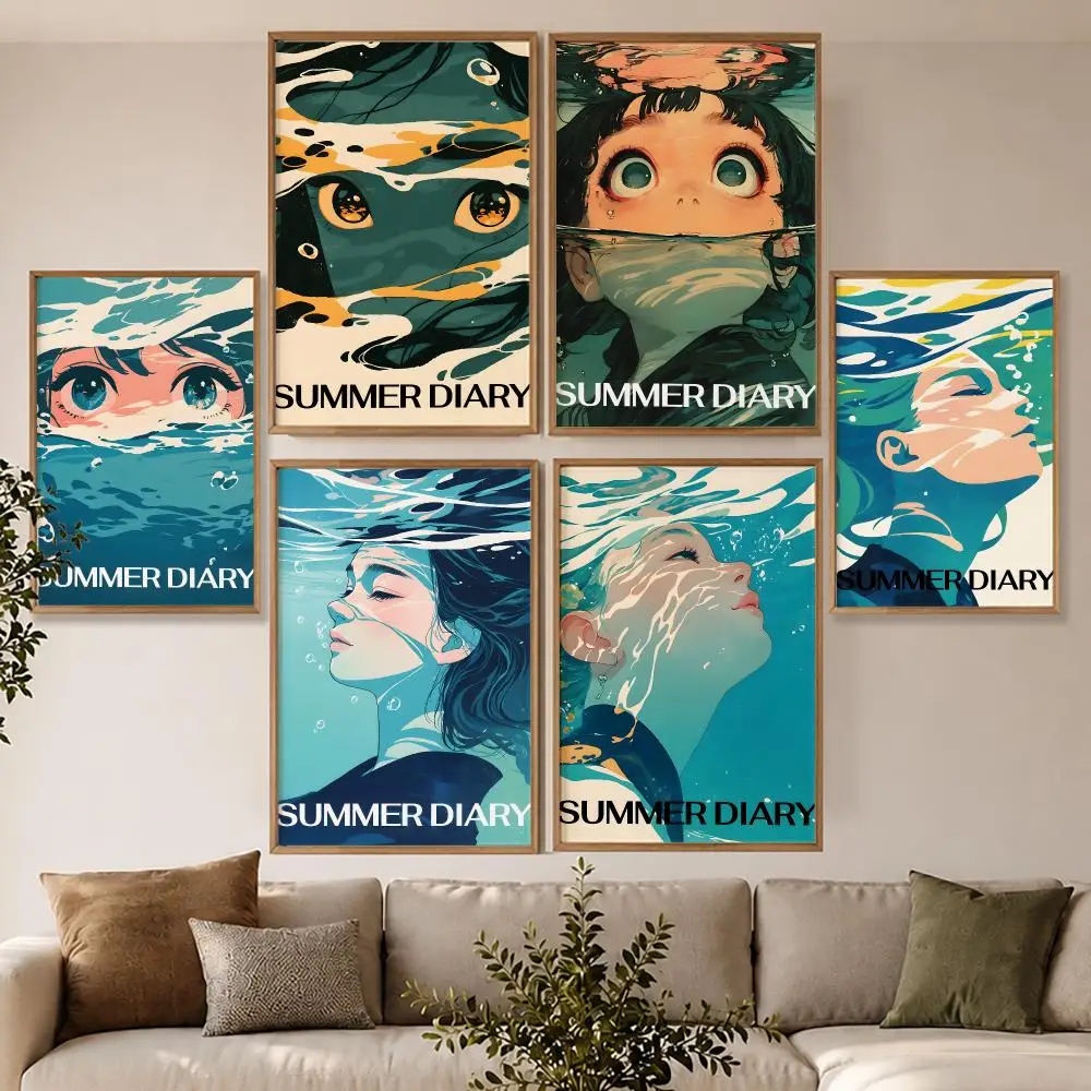 Summer Art S-Summer Diving Poster Modern Aesthetic Wall Art Poster Home Bar Cafe Decor Gift