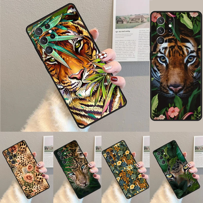 Luxury Tiger Leopard Silicone Phone Case For Samsung Galaxy note 10 pro S26 S25 S24 S23 S22 S21 Plus S25Ultra Capa Cover