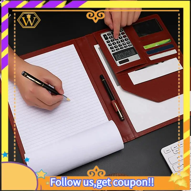 Latest-A4 PU Padfolio File Folder Portfolio Business Document Holder Metal Clipboard Pad Document Organizer Holder Easy Install