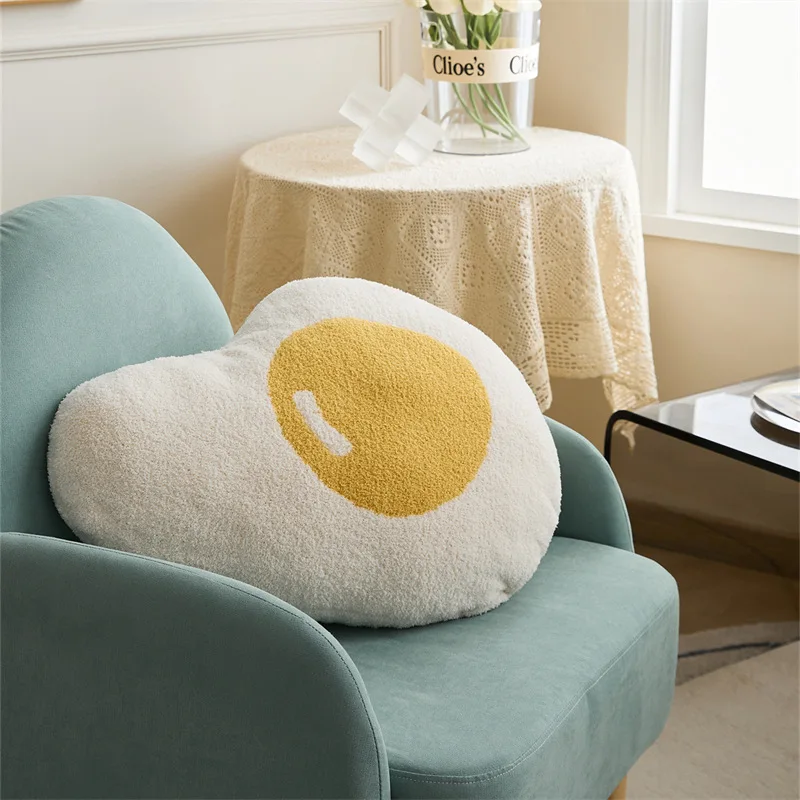 

Oversized Cute Poached Egg Plush Fried Egg Throw Pillow Sofa Living Room Cushion Car Backrest Egg Yolk Pillows Decor Home